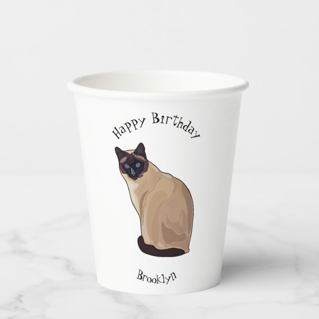 Vasos De Papel Ilustracion personalizado siamés (Anverso)