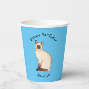 Vasos De Papel Ilustracion personalizado siamés