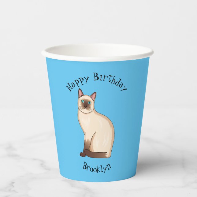 Vasos De Papel Ilustracion personalizado siamés (Anverso)