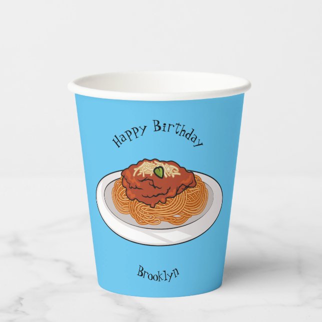 Vasos De Papel Ilustracion personalizado Spaghetti (Anverso)