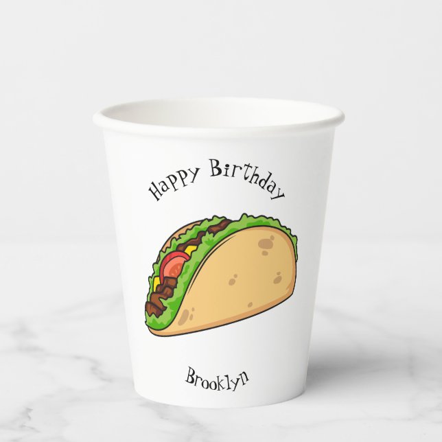 Vasos De Papel Ilustracion personalizado Taco (Anverso)