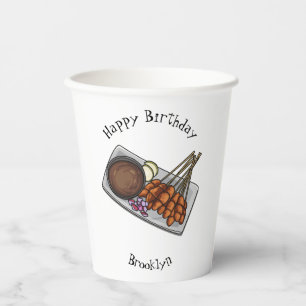 Vasos De Papel Ilustracion Satay personalizado