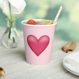 Vasos De Papel Ilustración simple de corazón rosa sobre rosa clar
