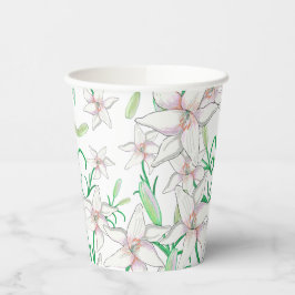 Vasos De Papel Ilustracion White Lilies