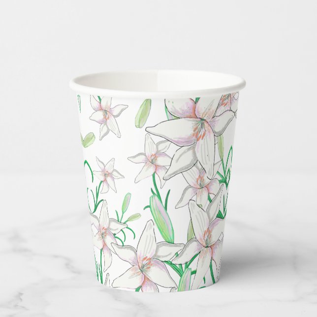 Vasos De Papel Ilustracion White Lilies (Izquierda)
