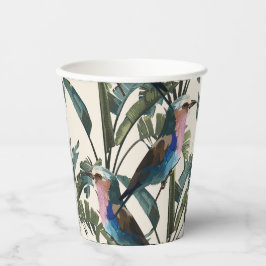 Vasos De Papel Ilustraciones de hojas de plátano exóticas, pájaro