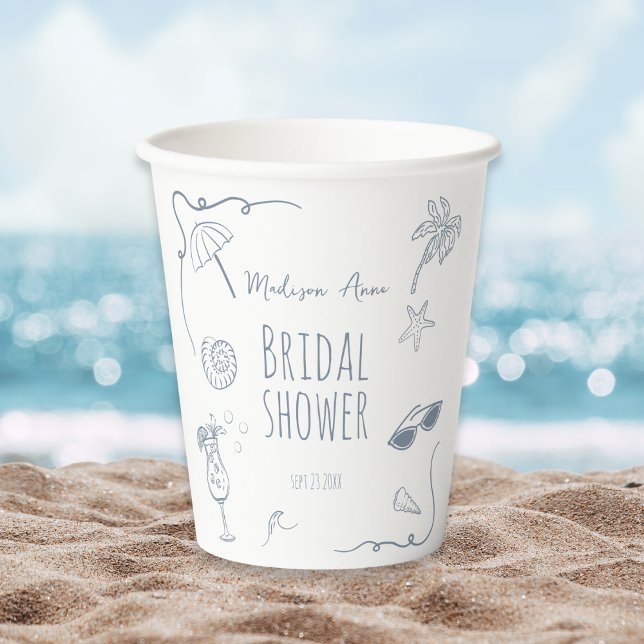 Vasos De Papel Ilustraciones Dibujadas a Mano de Playa para Brida (Subido por el creador)
