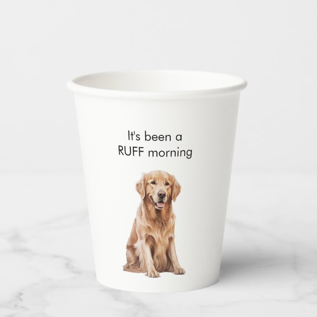 Vasos De Papel Imagen divertida de perro acuarela  (Anverso)
