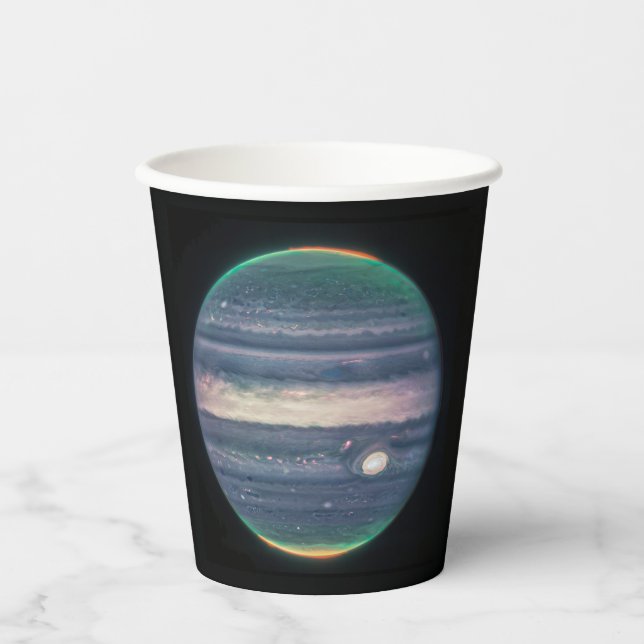 Vasos De Papel Imagen JWST del planeta Júpiter en infrarrojos (Anverso)