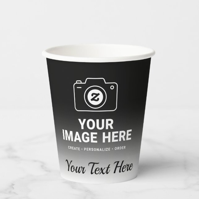 Vasos De Papel Imagen y texto con gradiente (Anverso)