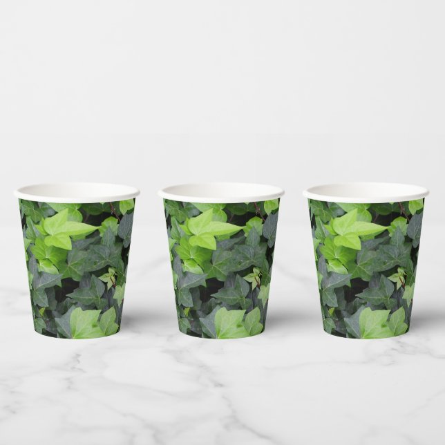 Vasos De Papel Impresión botánica de marfil verde (Multi)