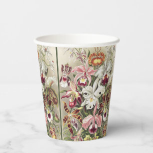Vasos De Papel Impresión botánica vintage de orquídea de Ernst Ha