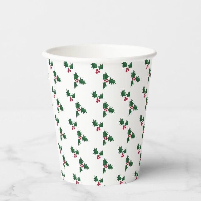Vasos De Papel Impresión de acebo (Anverso)
