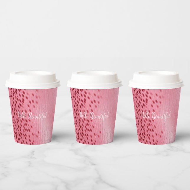 Vasos De Papel Impresión de animales de leopardo rosa (Multi)