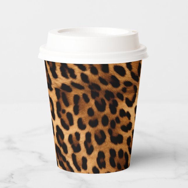 Vasos De Papel Impresión de animales leopardos marrones (Anverso)
