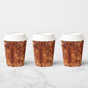 Vasos De Papel Impresión de animales Pieles de vaca marrones