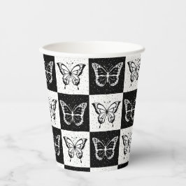 Vasos De Papel Impresión de bloques de control de mariposa blanca