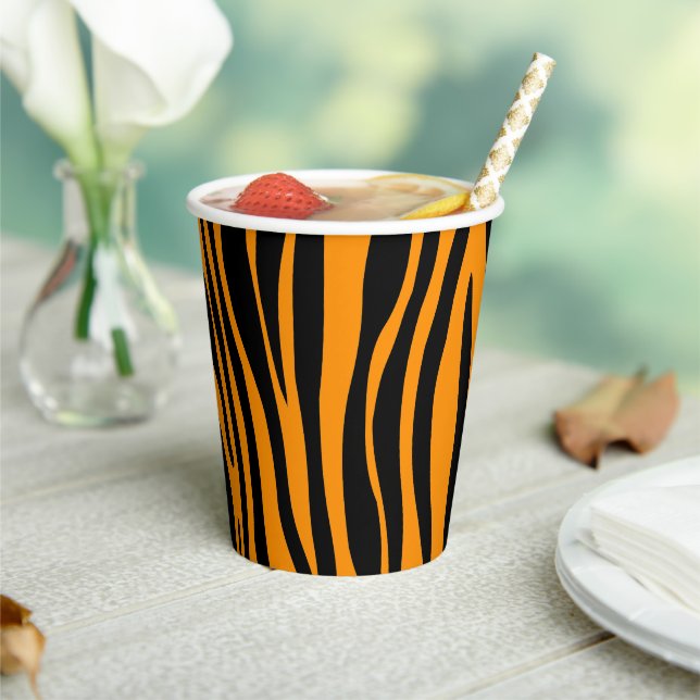 Vasos De Papel Impresión de cebra Naranja Princeton (in situ)