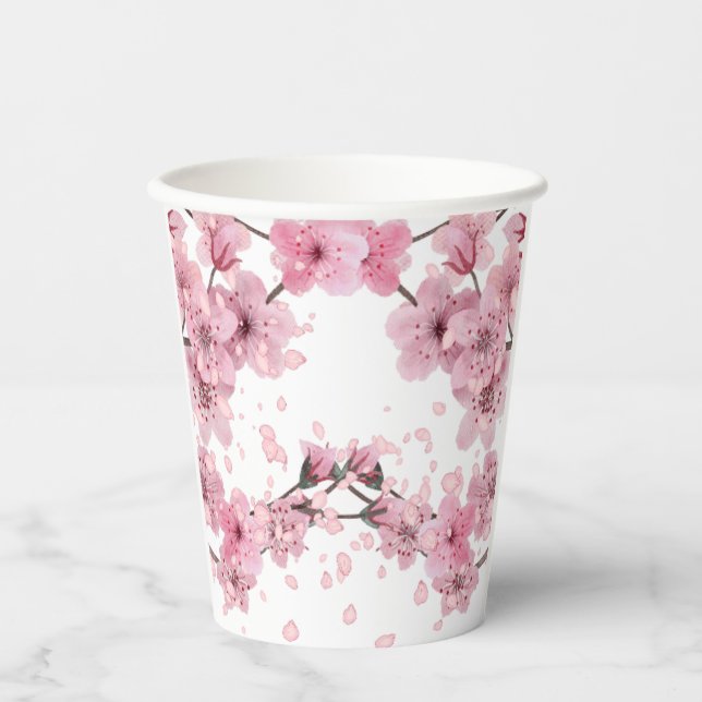 Vasos De Papel Impresión de Flor de Cerezo (Anverso)