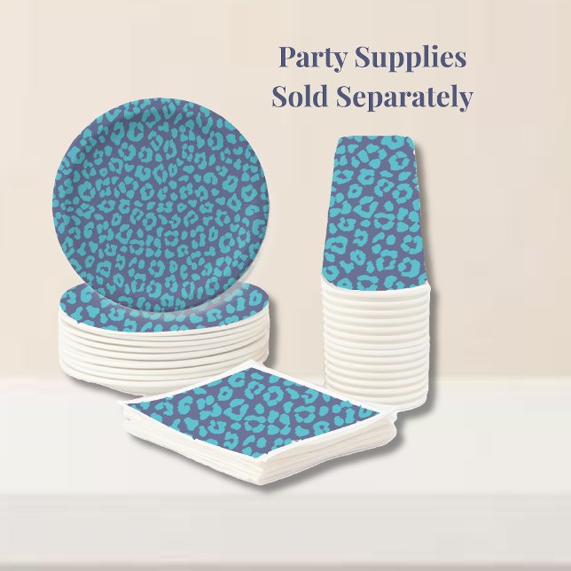 Vasos De Papel Impresión de leopardo azul (Blue Leopard Print-Party Supplies Plates Napkins and Cups)