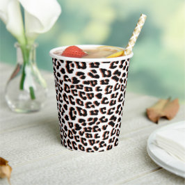 Vasos De Papel Impresión de leopardo blanco y marrón negro