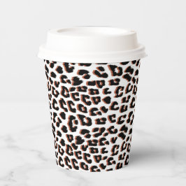 Vasos De Papel Impresión de leopardo blanco y marrón negro