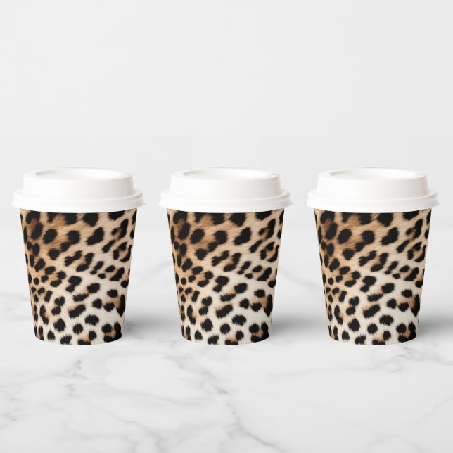 Vasos De Papel Impresión de leopardo de crema marrón (Multi)