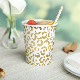 Vasos De Papel Impresión de leopardo de oro