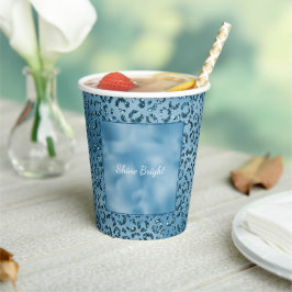 Vasos De Papel Impresión de leopardo del Purpurina azul turquesa