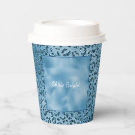 Vasos De Papel Impresión de leopardo del Purpurina azul turquesa