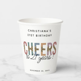 Vasos De Papel Impresión de leopardo Fiesta de cumpleaños 21