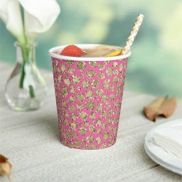 Vasos De Papel Impresión de Leopardo Glitz rosa dorado
