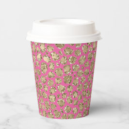 Vasos De Papel Impresión de Leopardo Glitz rosa dorado