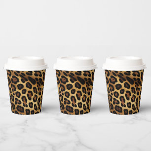Vasos De Papel Impresión de leopardo negro dorado