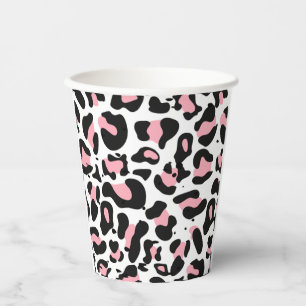 Vasos De Papel Impresión de leopardo rosa y negro de moda