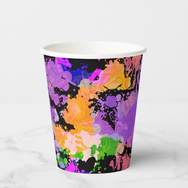 Vasos De Papel Impresión de salpicaduras de pintura (Anverso)