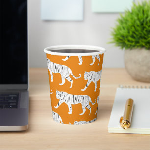 Vasos De Papel Impresión de tigre naranja