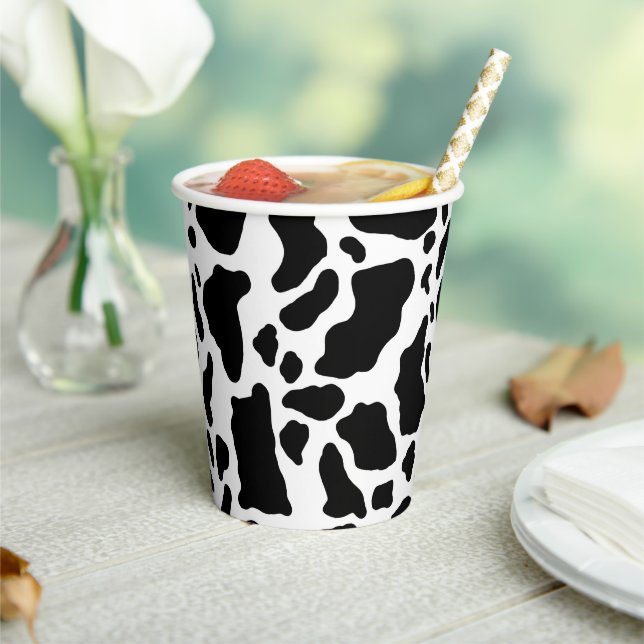 Vasos De Papel Impresión de vaca en blanco y negro (in situ)