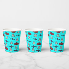 Vasos De Papel Impresión divertida de Halloween azul