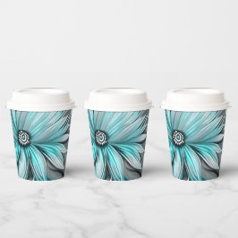 Vasos De Papel Impresión floral azul Verde azulada