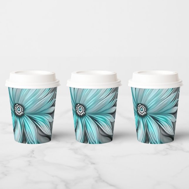 Vasos De Papel Impresión floral azul Verde azulada (Multi)