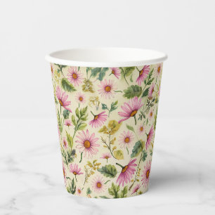 Vasos De Papel Impresión floral de primavera vibrante