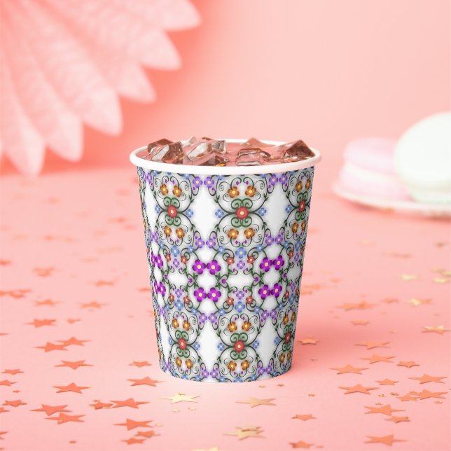 Vasos De Papel Impresionante aspecto de flores de encaje rosa (in situ)