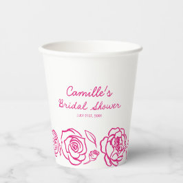 Vasos De Papel Impresionante ducha de novia con flores rosadas