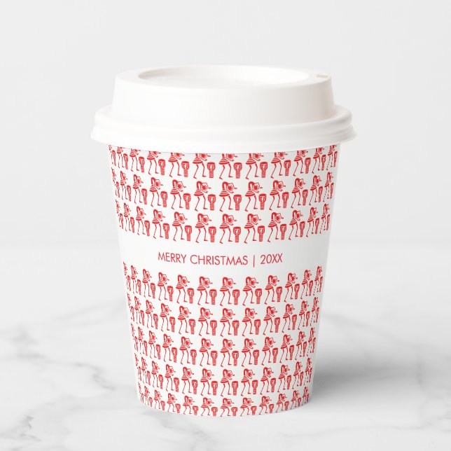 Vasos De Papel Impresionante, silueta roja, feliz baile (Anverso)