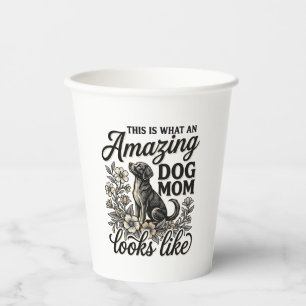 Vasos De Papel Increíble diseño floral vintage de mamá de perro_1