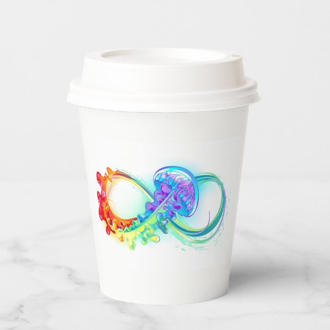Vasos De Papel Infinidad con las medusas del arcoiris (Anverso)