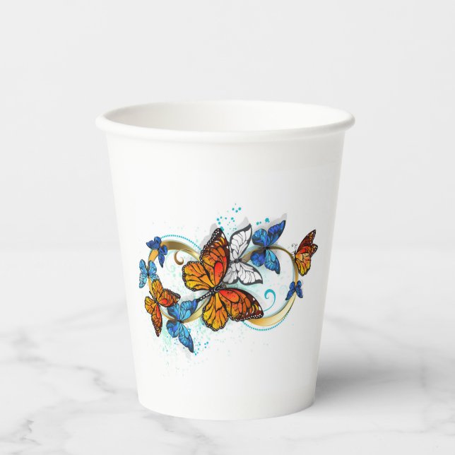 Vasos De Papel Infinidad de Mariposas Monarca (Anverso)