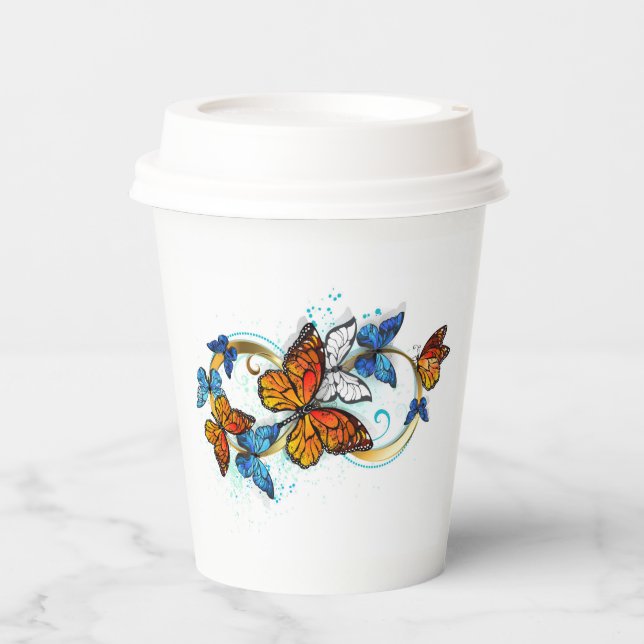 Vasos De Papel Infinidad de Mariposas Monarca (Anverso)