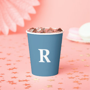 Vasos De Papel Inicial de Monograma Colores Personalizados Azul P